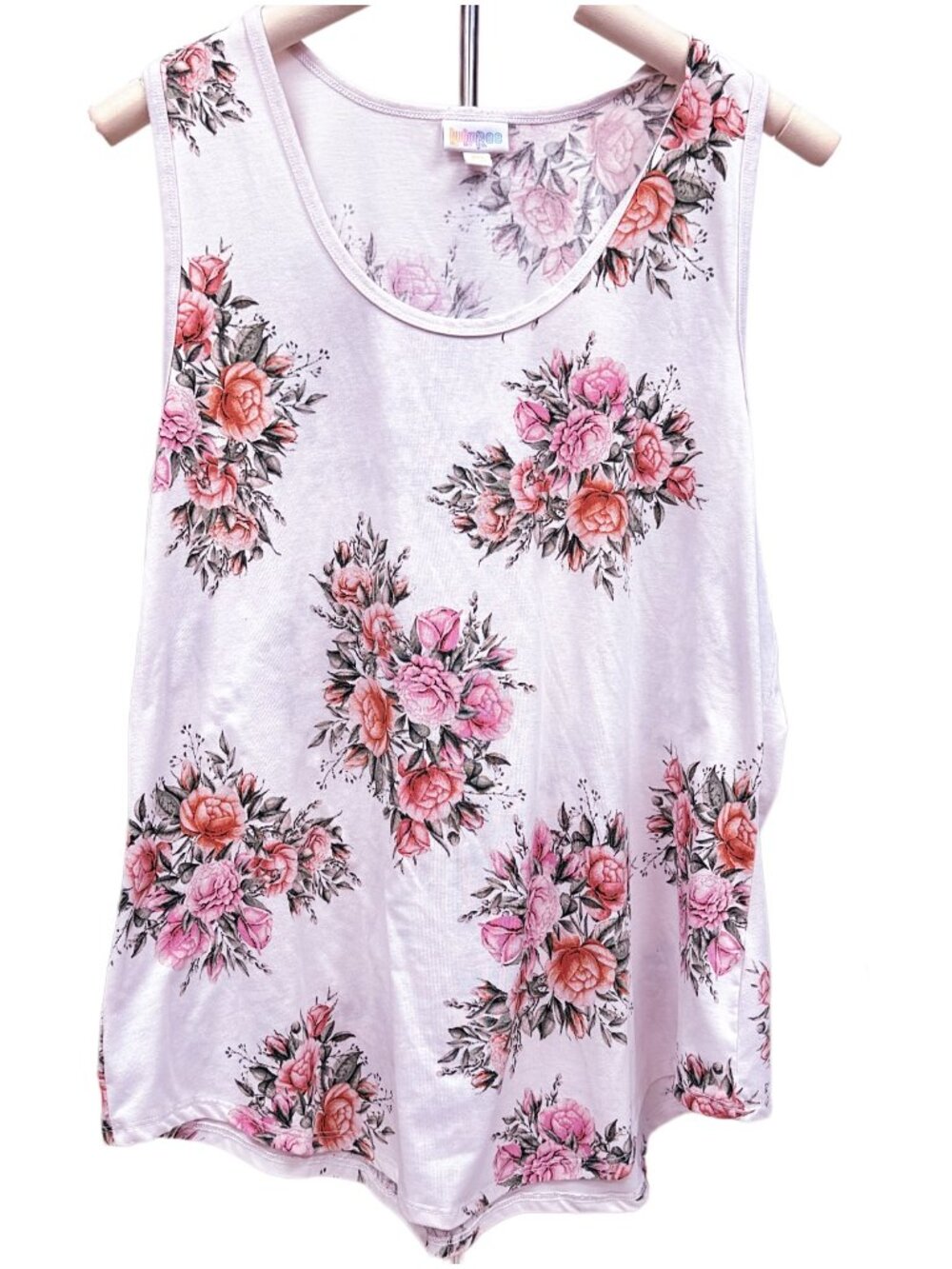 LuLaRoe Pink Floral Sleeveless Top Casual Tank Top Lightweight Blouse 3XL